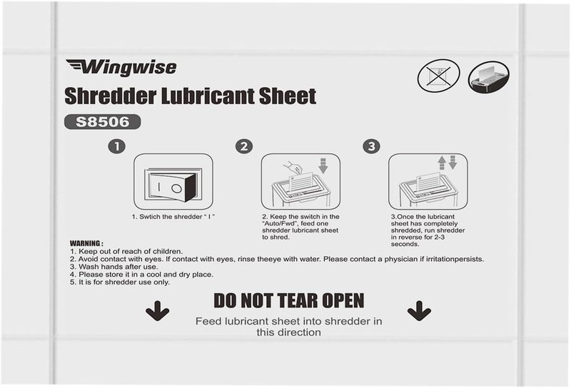 Wingwise 48-Pack Shredder Lubricant Sheets, 8.5 x 6 Inches, Sharpens Blades & Extends Shredder Life, Mess-Free Maintenance for Heavy-Duty Use - Image 3
